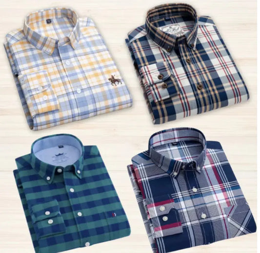 Pack of 4 Check Shirts for Men – Stylish Casual & Formal Wear Combo