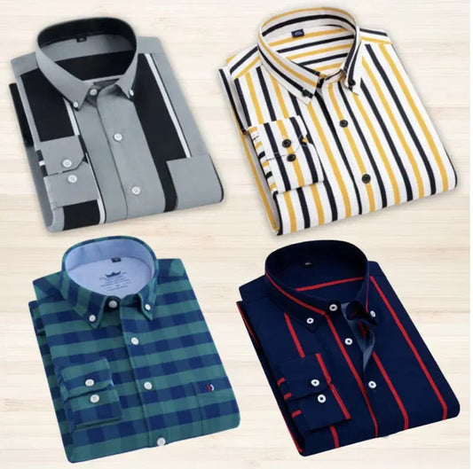 Pack of 4 Check Shirts for Men – Stylish Casual & Formal Wear Combo