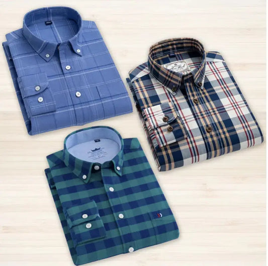 Pack of 3 Check Shirts for Men – Stylish Casual & Formal Wear Combo